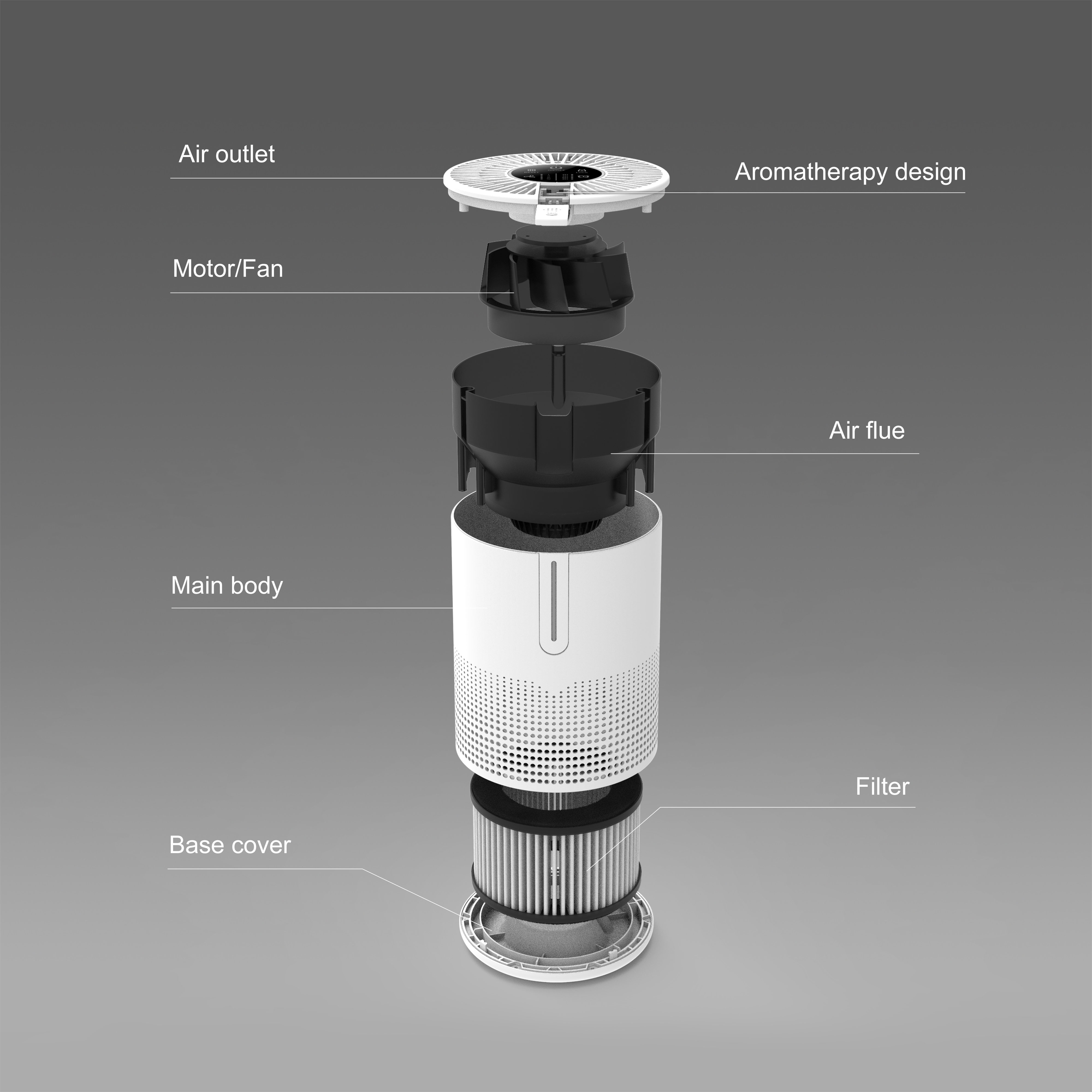 ODM PM2.5 เลเซอร์เซนเซอร์เครื่องฟอกอากาศตั้งโต๊ะพร้อมสาย USB